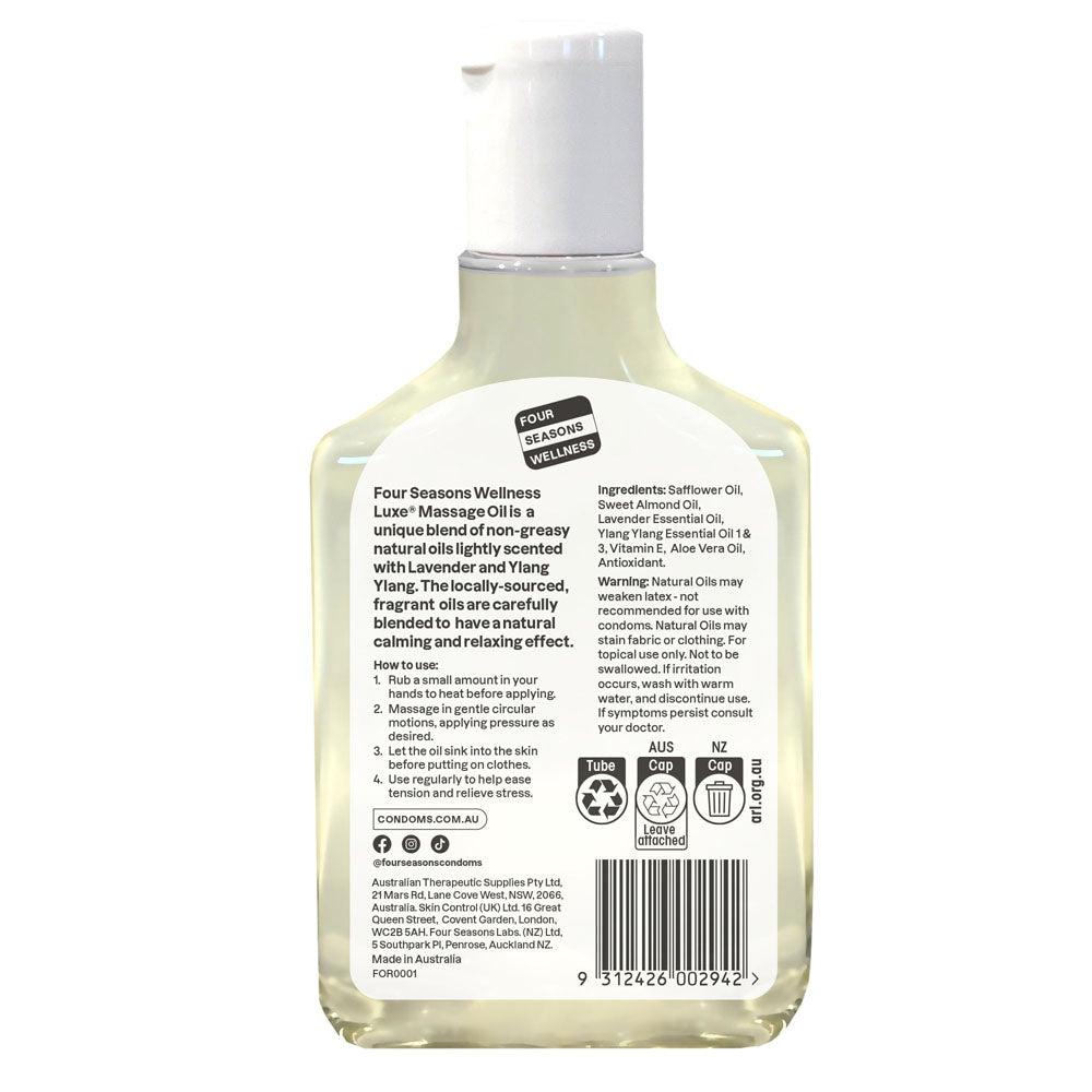 Four Seasons Massage Oil 150 mls with Lavender and Ylang Ylang Scent > Essentials > Massage Oil