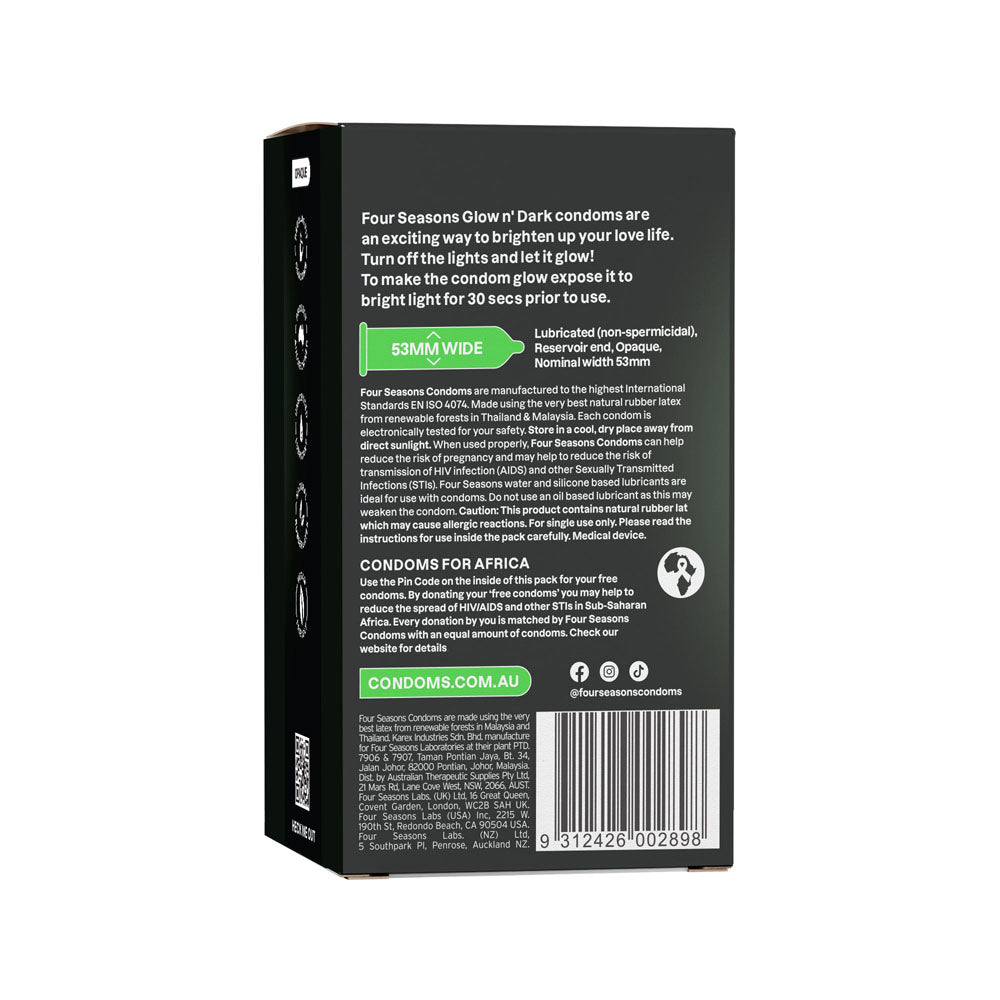 Four Seaons Glow N' Dark Condoms 8 Pack > Essentials > Condoms > Non-Latex