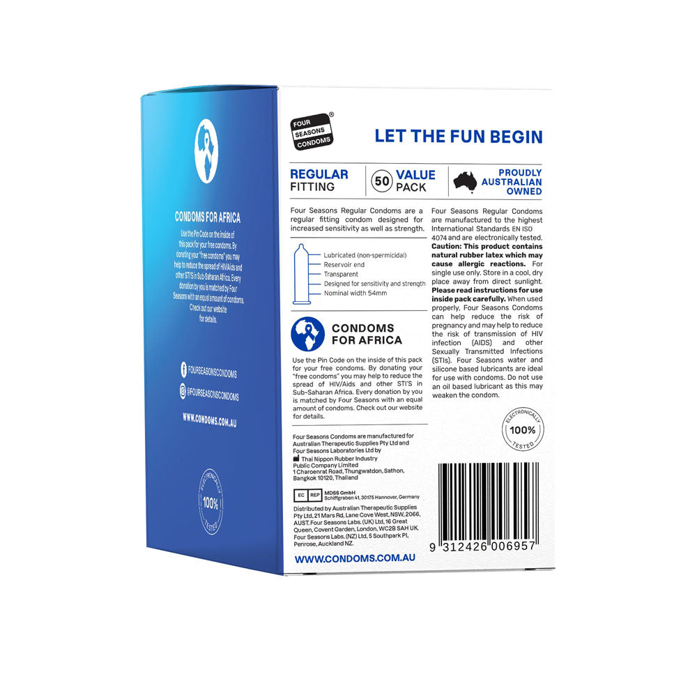 Four Seasons Regular Condoms – 54mm Lubricated Condoms 50 Pack > Essentials > Condoms