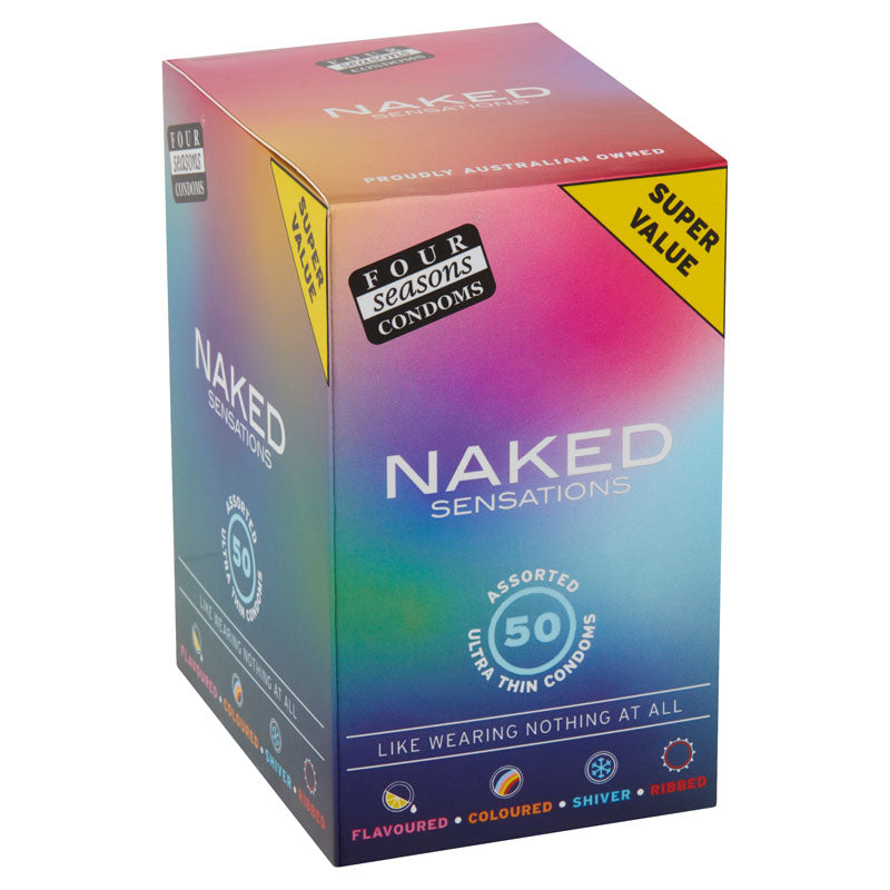 Four Seasons Naked Sensations – Ultra Sensitive Lubricated Condoms - Assorted 50 Pack One Size > Essentials > Condoms