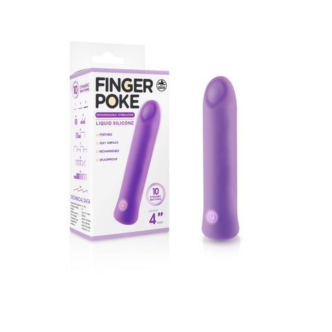 Rechargeable Stimulator – 4 Inch Liquid Silicone Body-Safe Stimulator Purple > Vibrators > Finger Vibrators