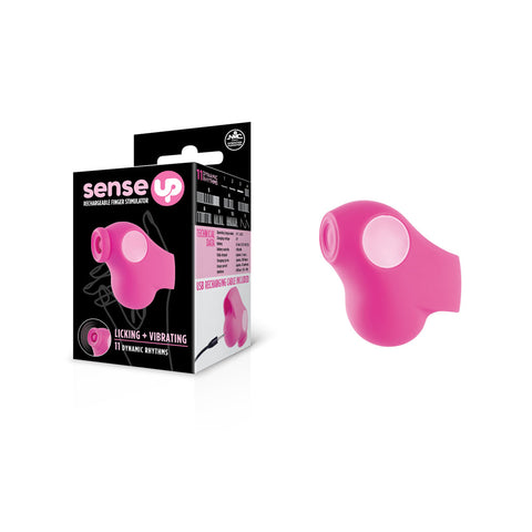 Sense Up Vibrating Device with 11 Rhythms Rechargeable Pink Finger Stimulator