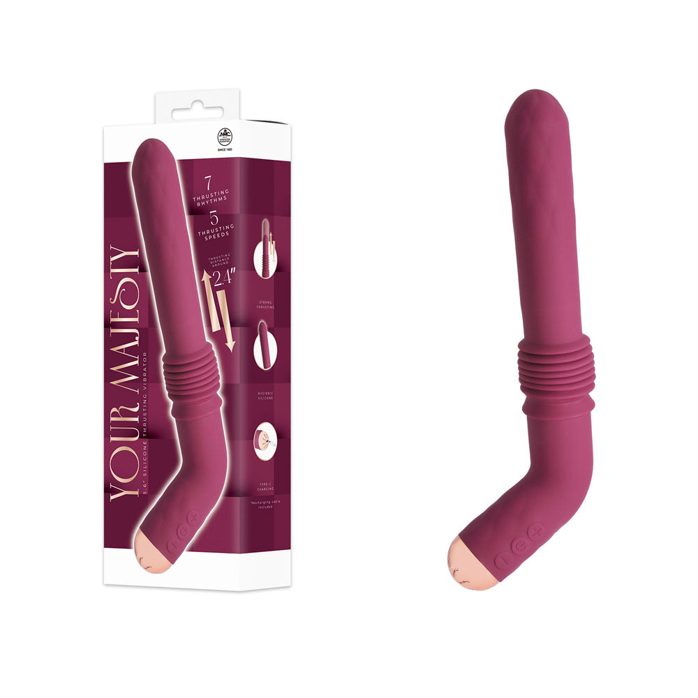 Your Majesty USB-C Rechargeable Silicone Thrusting Vibrator Maroon > Dildos > Thrusting Dildos