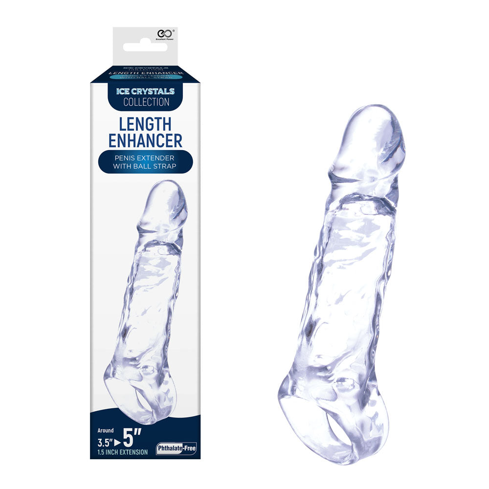Ice Crystals 1.5 Inch Penis Extension Sleeve Enhancer 1.5 Inch Clear SLEEVES