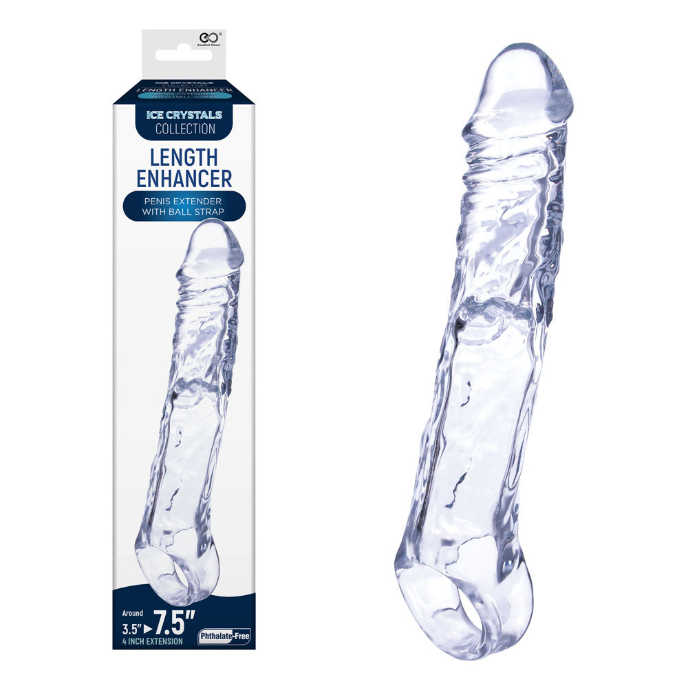 Ice Crystals 4 Inch Length Enhancer Silicone 4 Inch Penis Extension Sleeve Clear > Sex Toys For Men > Penis Sleeves