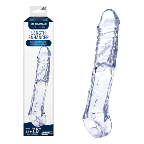 Ice Crystals 4 Inch Length Enhancer Penis Extension Sleeve Clear SLEEVES