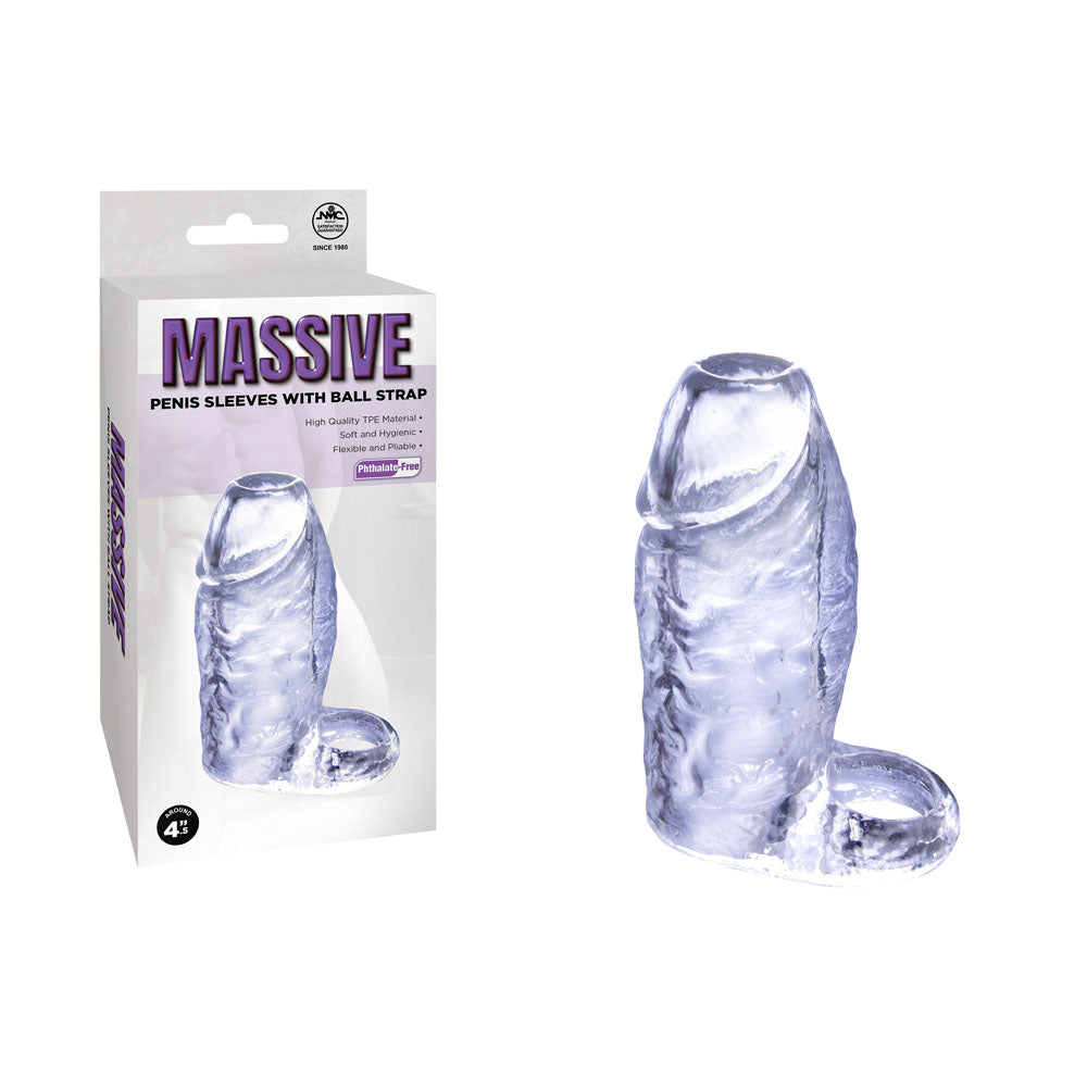 Massive Penis Sleeve with Ball Strap – Soft Flexible Penis Enlarger Sleeve Clear > Sex Toys For Men > Penis Sleeves