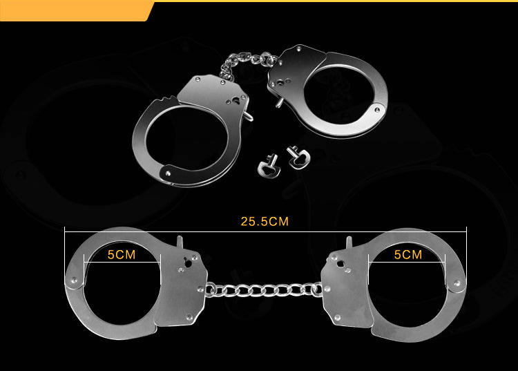 Fetish Pleasure Metal Hand Cuffs in Silver for Bondage and Intimate Play > Bondage Gear > Handcuffs