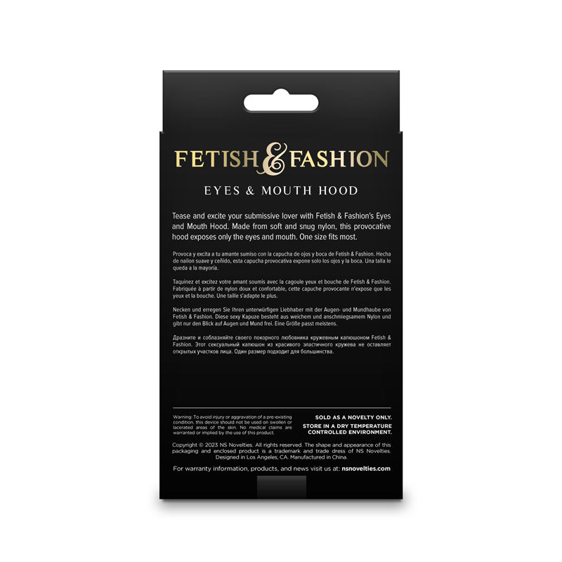 Fetish and Fashion Eyes and Mouth Hood Erotic Clothing Black > Bondage Gear > Bondage Hoods