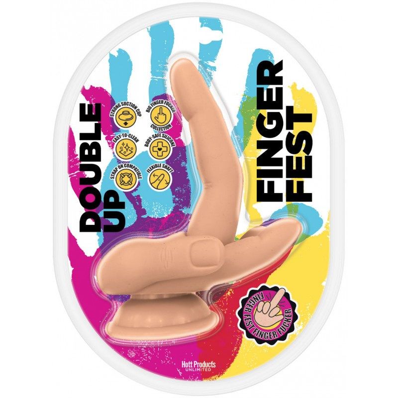 Finger Fest Dildo Double Up 4.75 Inch Flesh – Silicone Suction Cup Dildo Secondary image