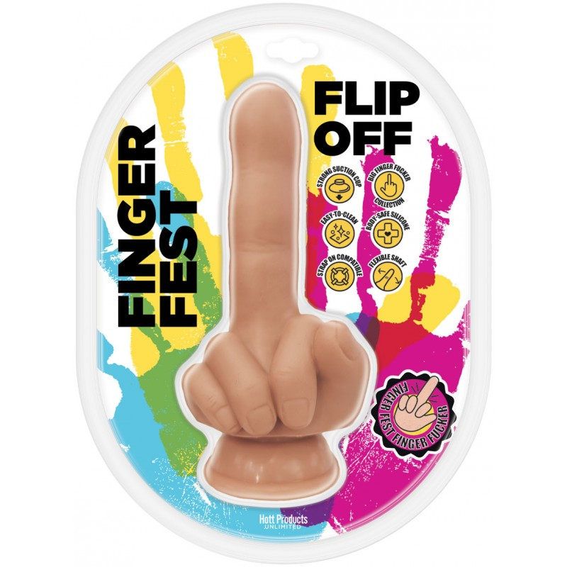 Finger Fest Dildo Flip Off 4.75 Inch Flesh Secondary image