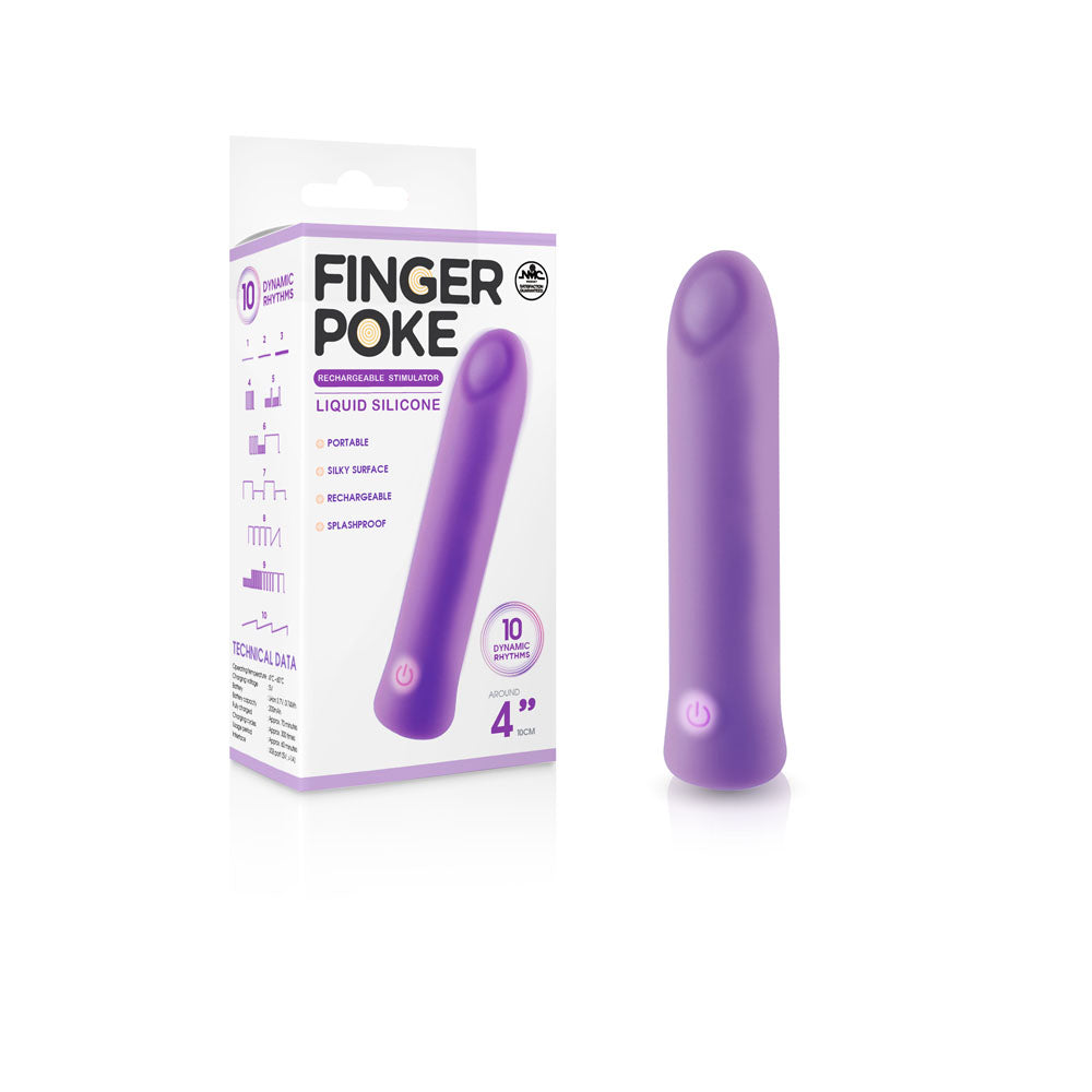 Finger Poke 4 Inch Vibrating Bullet Purple Finger Stimulator