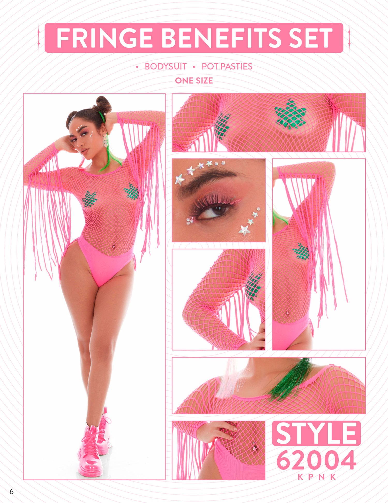 Fringe Benefits Pink 2pc Lingerie Set One Size Fits Most Secondary image