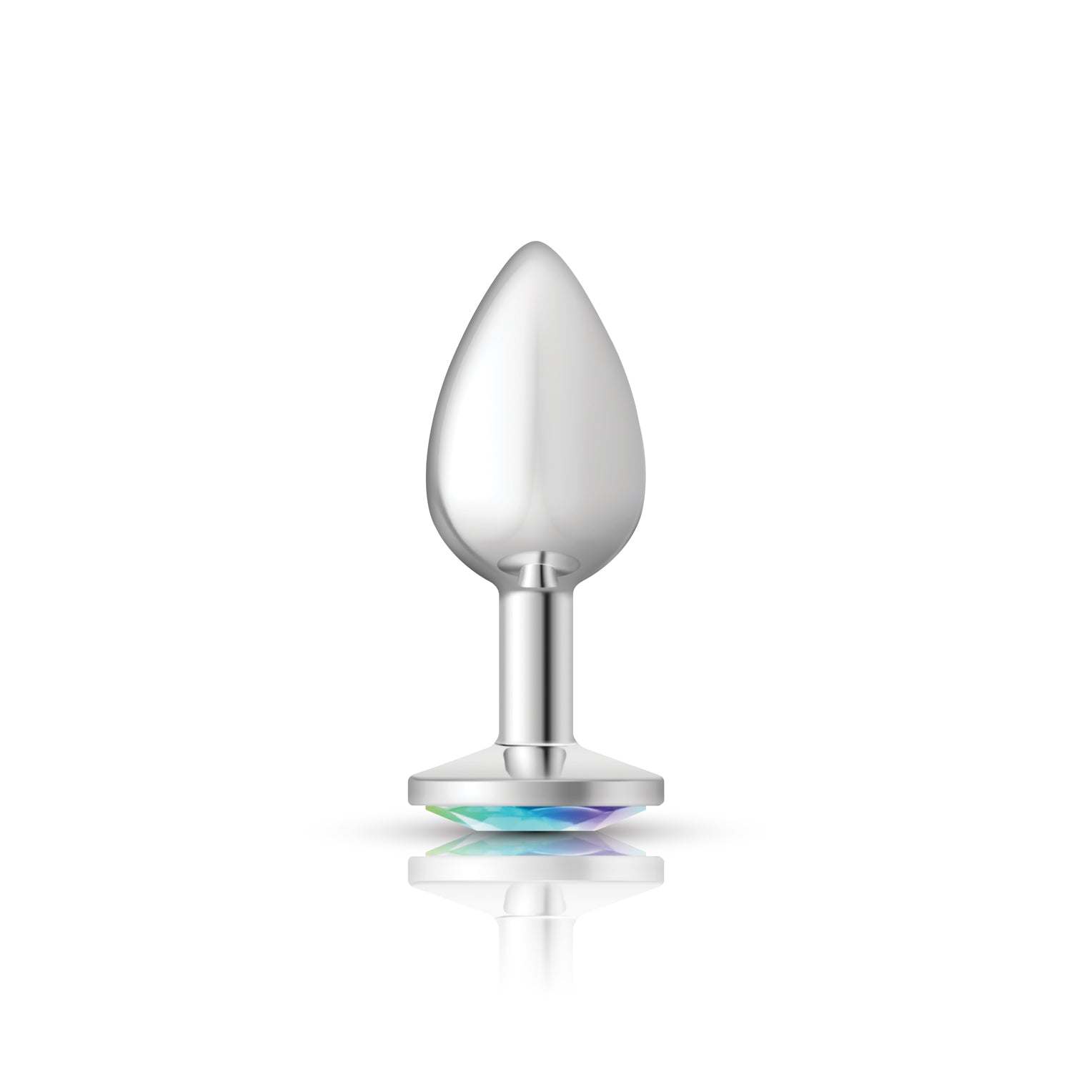 Cheeky Charms Silver Round Butt Plug with Clear Iridescent Jewel Small > Anal Range > Jewel Butt Plugs