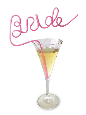 Glitterati Bride Straw Hens Party Novelty 25 cm Twisty Straw Pink Party Supplies