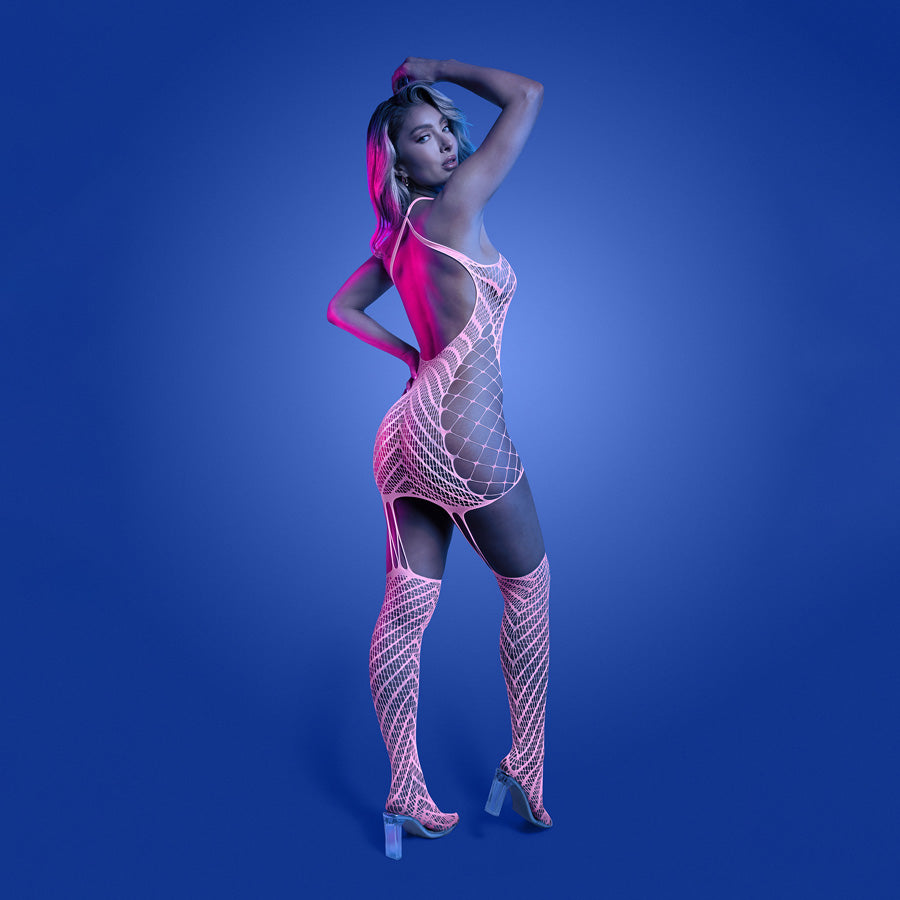 GLOW Metamorphic Bodystocking (White/Pink) – Glow in the Dark One Size Bodystocking > Clothes > Bodies and Playsuits