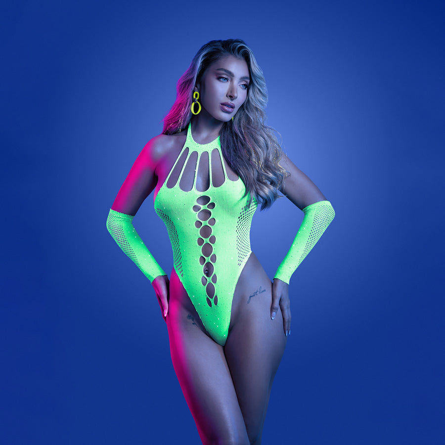 Glow Pressure Point Teddy (Neon Green) – Glow in the Dark Lingerie Green > Clothes > Bodies and Playsuits