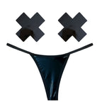 Dom Squad Black Wet Vinyl Pastie and G-String Set > Clothes > Pasties