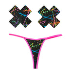 Graffiti Neon G-String and X Pastie Set – Breathable Festival Lingerie Set > Clothes > Pasties