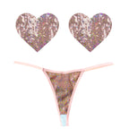Bubbly Feels Nude Sequin Pantie and Heart Pastie Set > Clothes > Pasties