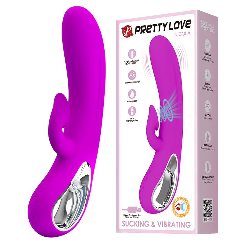 Nicola Rechargeable 9.45 Inch Silicone 24 Function Clit Suction Rabbit Vibrator > Vibrators > Ladies > Rabbit
