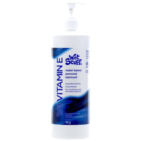 Wet Stuff Plain Water-Based Lubricant with Vitamin E Pump 1kg Water Based Lube