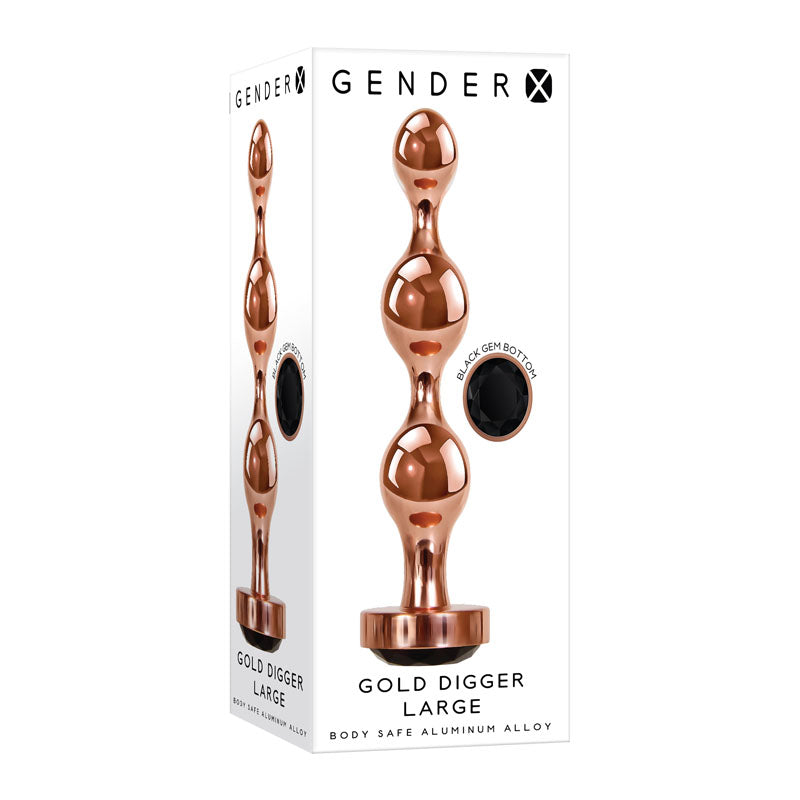 Gender X GOLD DIGGER Large - Large Butt Plug with Black Gem Base GENDER EXPRESSION