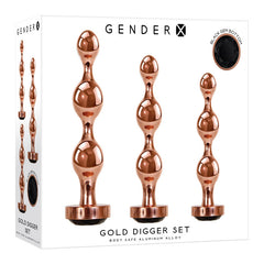Gender X GOLD DIGGER SET - Metallic Butt Plugs - Set of 3 Sizes Rose Gold GENDER EXPRESSION