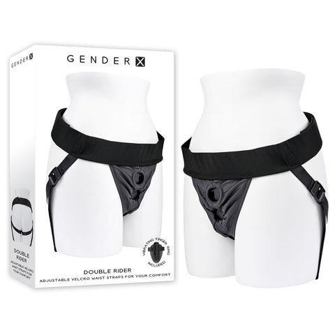 Gender X DOUBLE RIDER Adjustable Harness 71-122 cm Black Harnesses & Strap-Ons