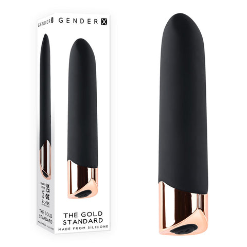 Gender X The Gold Standard Rose Gold 10 cm USB Rechargeable Bullet Vibrator Black BULLETS