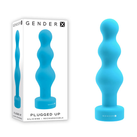 Gender X PLUGGED UP Beaded Vibrator 13.6cm Waterproof Blue Butt Plugs - Vibrating