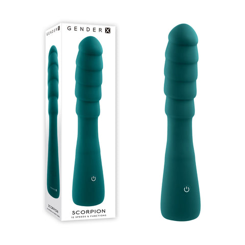 Gender X SCORPION Vibrator 21.2 cm Long Ribbed Design Green Vibrators