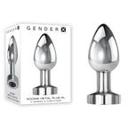 Gender X Rockin Metal Plug XL – USB Rechargeable Vibrating 10.5 cm XL Butt Plug Chrome > Anal Range > Oversized Anal Toys