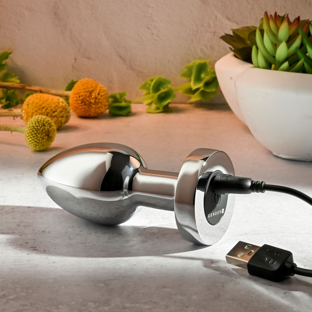 Gender X Rockin Metal Plug XL – USB Rechargeable Vibrating 10.5 cm XL Butt Plug > Anal Range > Oversized Anal Toys