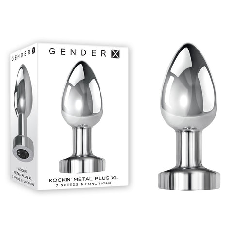 Gender X Rockin Metal Plug XL – USB Rechargeable Vibrating 10.5 cm XL Butt Plug Chrome > Anal Range > Oversized Anal Toys