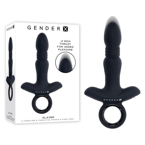 Gender X SLAYER Large Vibrator 20 cm Waterproof Silicone Black GENDER EXPRESSION
