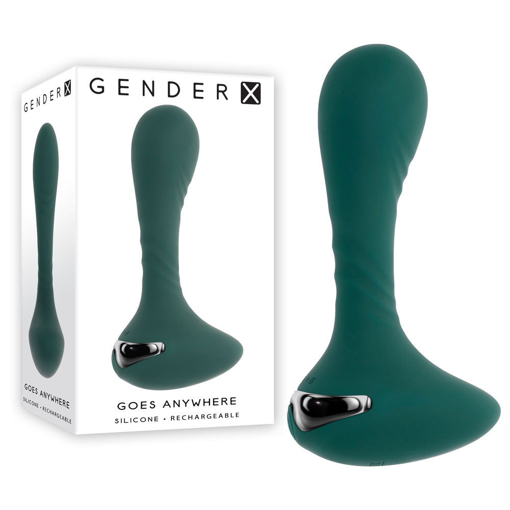 Gender X GOES ANYWHERE - 12.4 cm USB Rechargeable Vibrator Green VIBRATORS