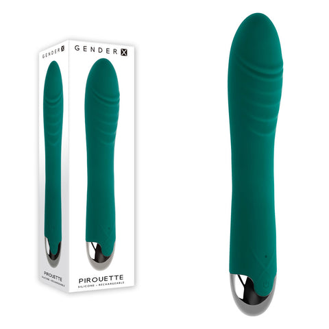 Gender X PIROUETTE - 20.6 cm USB Rechargeable Vibrator Green GENDER EXPRESSION