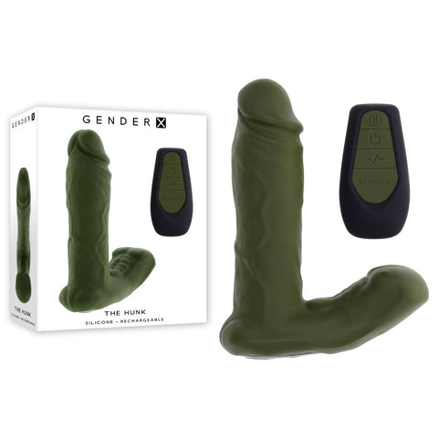 Gender X THE HUNK 15.2 cm Thrusting Vibrator with Remote Green Couples Toys