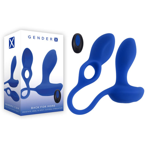Gender X Back For More – Dual USB Rechargeable Dual Stimulator with Wireless Remote Blue > Sex Toys > Couples Toys