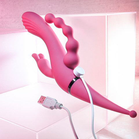 Gender X FOUR BY FOUR - 27.5 cm USB Rechargeable Multi Vibrator VIBRATORS-RABBIT-MULTI