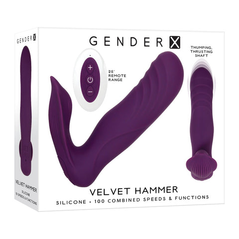Gender X Velvet Hammer USB Rechargeable Wearable Vibe with Remote Control Purple Panty Vibrators