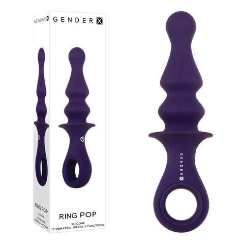Gender X RING POP - Dark 15.2 cm USB Rechargeable Vibrating Anal Plug Blue Butt Plugs - Vibrating