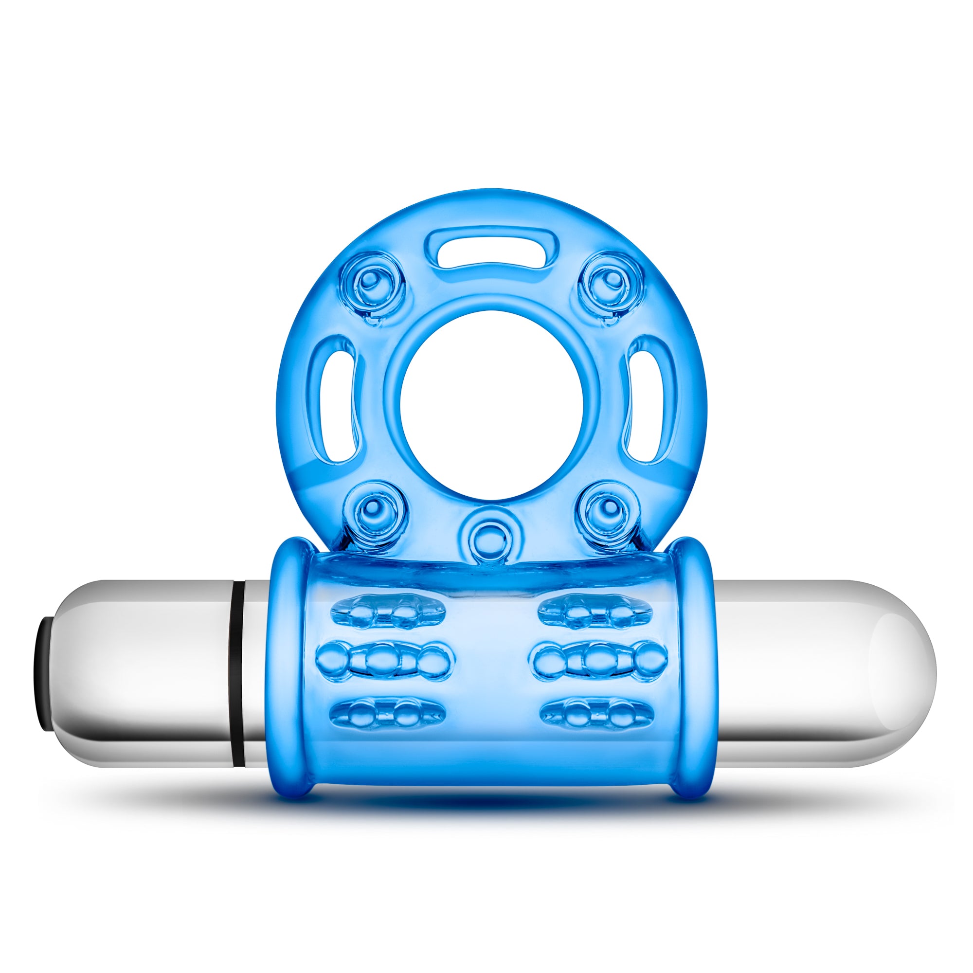 Stay Hard 10 Function Vibrating Bull Ring Blue Blue Cock Rings Vibrating