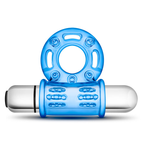 Stay Hard 10 Function Vibrating Bull Ring Blue Blue Cock Rings Vibrating