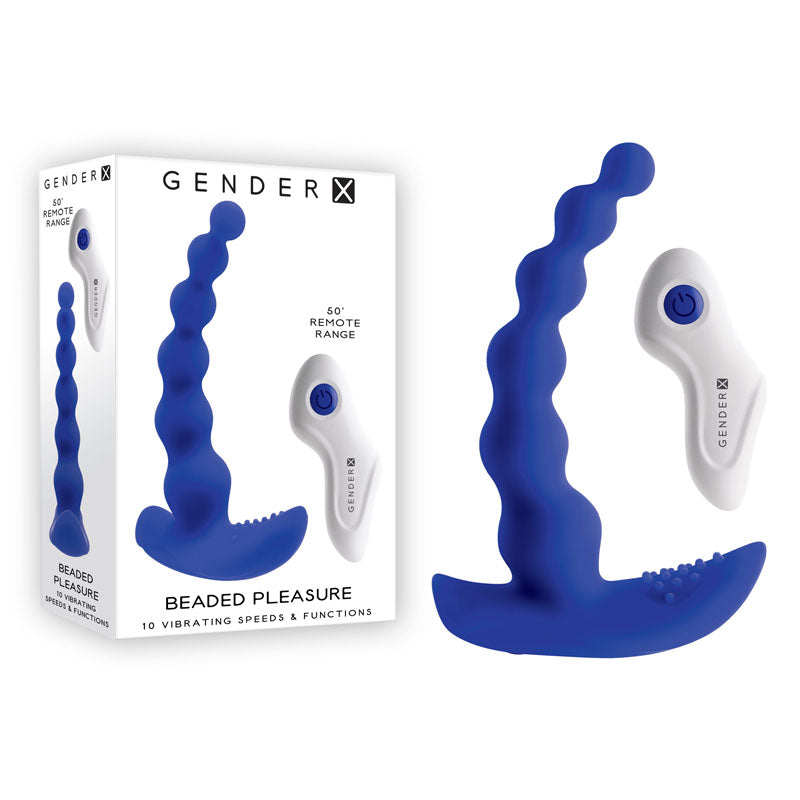 Gender X Beaded Pleasure - 11.4 cm Vibrating Anal Beads Blue > Anal Range > Anal Beads