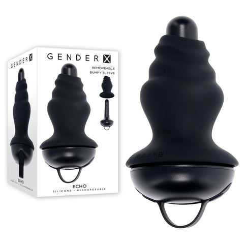 Gender X ECHO - 15.3 cm USB Rechargeable Butt Plug Black Butt Plugs - Vibrating