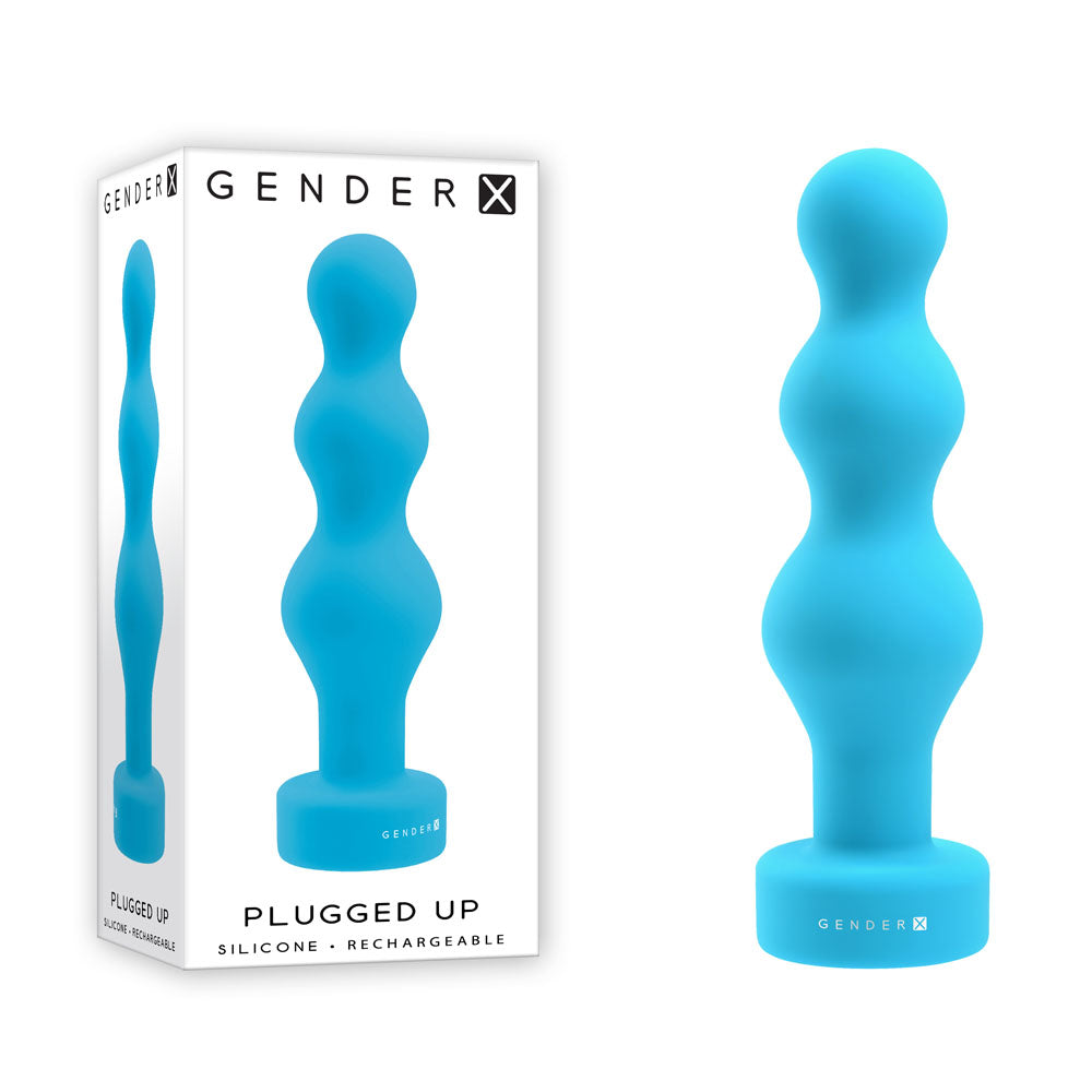 Gender X PLUGGED UP Beaded Vibrator 13.6cm Waterproof Blue Butt Plugs - Vibrating