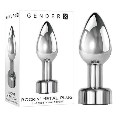 Gender X Rockin' Metal Plug 9.3 cm USB Rechargeable Butt Plug Chrome Butt Plugs - Vibrating