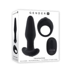 Gender X Teamwork (Black) – Remote-Controlled Vibrating Plug and Ring Set > Anal Range > Vibrating Butt Plugs